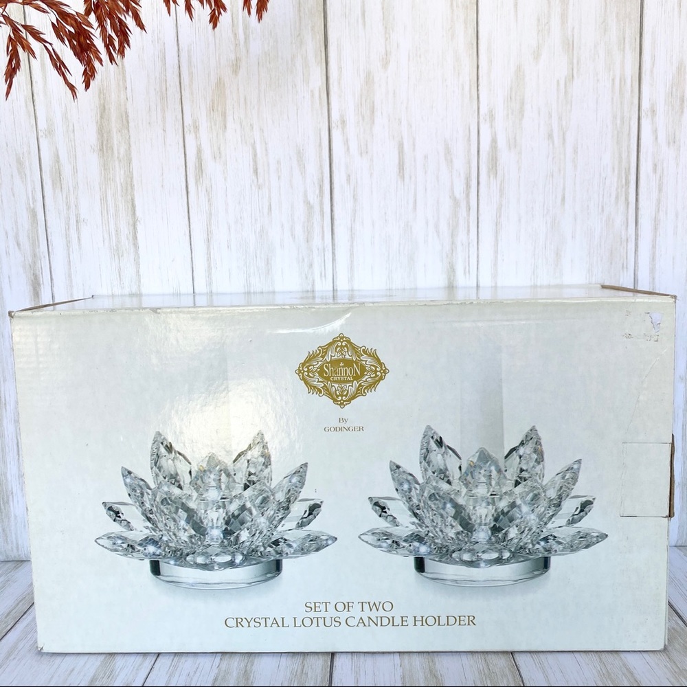 Set of two Crystal Lotus Candle Holder